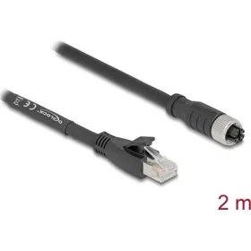   Delock M12 kábel X-kódolt 8 tűs apa - RJ45 anya Cat.5e S/FTP flexibilis 2 m fekete
