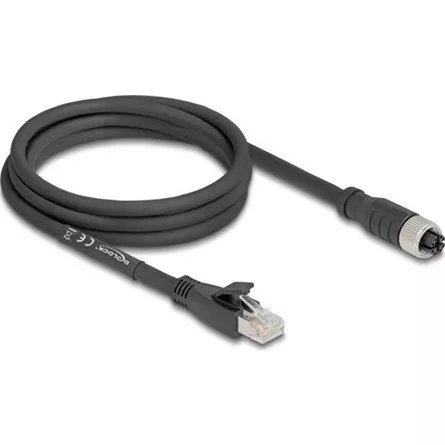 Delock M12 kábel X-kódolt 8 tűs apa - RJ45 anya Cat.5e S/FTP flexibilis 2 m fekete