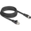 Delock M12 kábel X-kódolt 8 tűs apa - RJ45 anya Cat.5e S/FTP flexibilis 3 m fekete