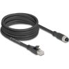 Delock M12 kábel X-kódolt 8 tűs apa - RJ45 anya Cat.5e S/FTP flexibilis 5 m fekete