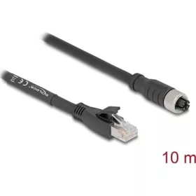   Delock M12 kábel X-kódolt 8 tűs apa - RJ45 anya Cat.5e S/FTP flexibilis 10 m fekete