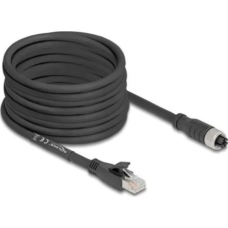 Delock M12 kábel X-kódolt 8 tűs apa - RJ45 anya Cat.5e S/FTP flexibilis 10 m fekete