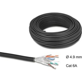   Delock hálózati kábeltekercs Cat.6A U/FTP 500 MHz Vékony, rugalmas halogénmentes 50 m fekete