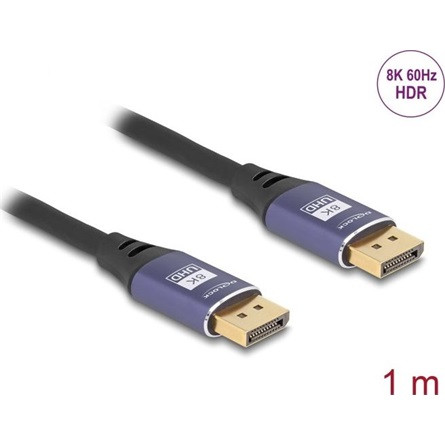 Delock DisplayPort kábel 8K 60 Hz 1 m lila fém