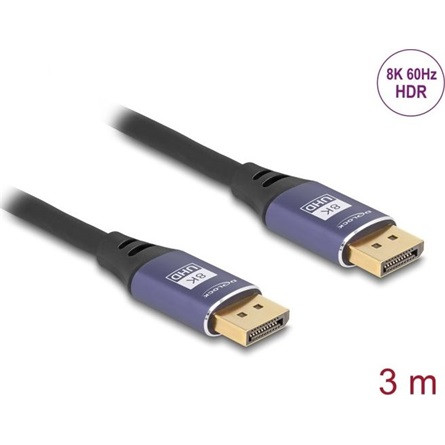 Delock DisplayPort kábel 8K 60 Hz 3 m lila fém