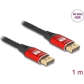 Delock DisplayPort kábel 8K 60 Hz 1 m piros fém