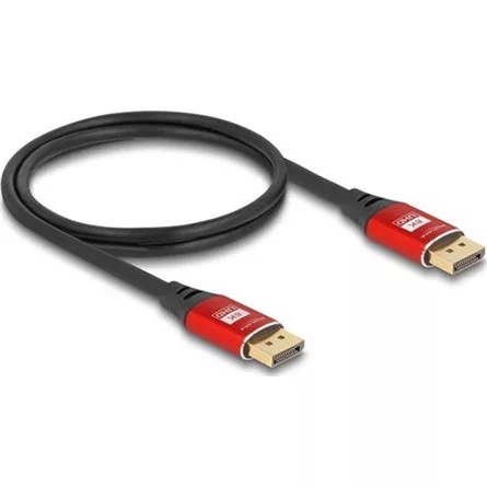 Delock DisplayPort kábel 8K 60 Hz 1 m piros fém
