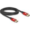 Delock DisplayPort kábel 8K 60 Hz 3 m piros fém