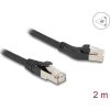 Delock RJ45 hálózati kábel Cat.6A S/FTP 45 -ben jobbra hajlított apa   egyenes apa 2 m, fekete