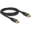 Delock DisplayPort kábel 8K 60 Hz 2 m fekete fém