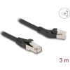 Delock RJ45 hálózati kábel Cat.6A S/FTP 45 -ben jobbra hajlított apa   egyenes apa 3 m, fekete