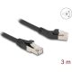 Delock RJ45 hálózati kábel Cat.6A S/FTP 45 -ben jobbra hajlított apa   egyenes apa 3 m, fekete