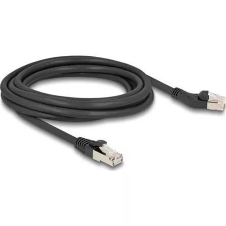 Delock RJ45 hálózati kábel Cat.6A S/FTP 45 -ben jobbra hajlított apa   egyenes apa 3 m, fekete