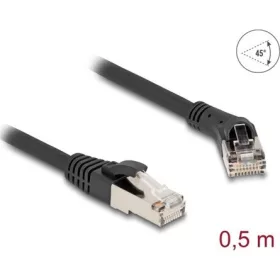   Delock RJ45 hálózati kábel Cat.8.1 S/FTP 45 -ben jobbra hajlított apa   egyenes apa, akár 40 Gbps, 0,5 m, fekete