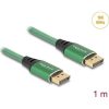 Delock DisplayPort kábel 16K 60 Hz 1 m zöld fém