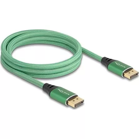 Delock DisplayPort kábel 16K 60 Hz 2 m zöld fém