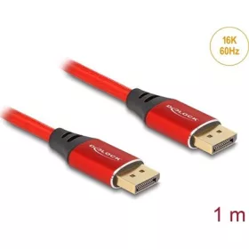 Delock DisplayPort kábel 16K 60 Hz 1 m piros fém