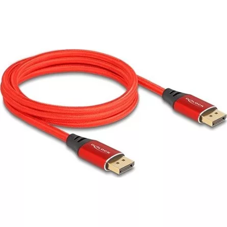 Delock DisplayPort kábel 16K 60 Hz 2 m piros fém