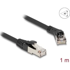   Delock RJ45 hálózati kábel Cat.8.1 S/FTP 45 -ben jobbra hajlított apa   egyenes apa, akár 40 Gbps, 1 m, fekete