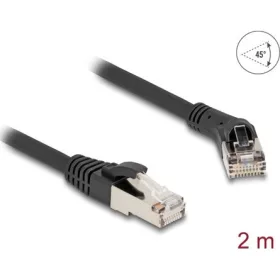   Delock RJ45 hálózati kábel Cat.8.1 S/FTP 45 -ben jobbra hajlított apa   egyenes apa, akár 40 Gbps, 2 m, fekete