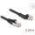 Delock RJ45 hálózati kábel Cat.8.1 S/FTP 45 -ben balra hajlított apa   egyenes apa, akár 40 Gbps, 0,25 m, fekete