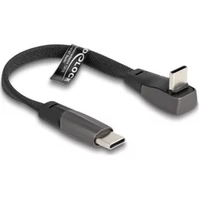   Delock USB-C -> USB-C M/F adatkábel 0.14m fekete-szürke egyenes/90°