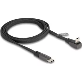   Delock USB-C -> USB-C M/F adatkábel 1m fekete-szürke egyenes/90°