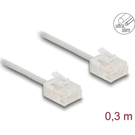 Delock RJ45 hálózati kábel Cat.6 UTP ultravékony 0,3 m szürke rövid csatlakoztatókkal