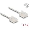 Delock RJ45 hálózati kábel Cat.6 UTP ultravékony 0,3 m szürke rövid csatlakoztatókkal