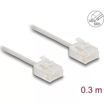Delock RJ45 hálózati kábel Cat.6 UTP ultravékony 0,3 m szürke rövid csatlakoztatókkal