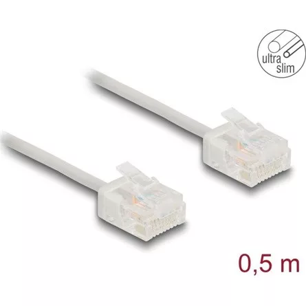 Delock RJ45 hálózati kábel Cat.6 UTP ultravékony 0,5 m szürke rövid csatlakoztatókkal
