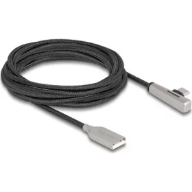   Delock USB-C -> USB-A 2.0 M/F adatkábel 3m fekete-ezüst , LED fénnyel, 90°/egyenes