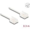Delock RJ45 hálózati kábel Cat.6 UTP ultravékony 0,3 m fehér rövid csatlakoztatókkal