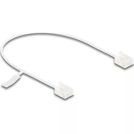Delock RJ45 hálózati kábel Cat.6 UTP ultravékony 0,3 m fehér rövid csatlakoztatókkal