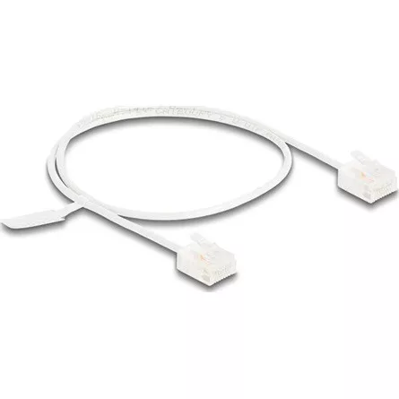 Delock RJ45 hálózati kábel Cat.6 UTP ultravékony 0,5 m fehér rövid csatlakoztatókkal