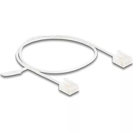 Delock RJ45 hálózati kábel Cat.6 UTP ultravékony 0,5 m fehér rövid csatlakoztatókkal
