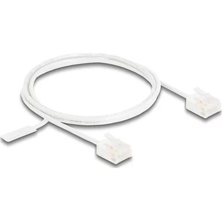 Delock RJ45 hálózati kábel Cat.6 UTP ultravékony 1 m fehér rövid csatlakoztatókkal