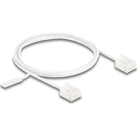 Delock RJ45 hálózati kábel Cat.6 UTP ultravékony 1 m fehér rövid csatlakoztatókkal