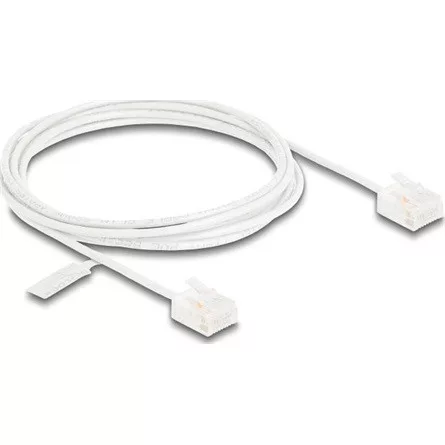 Delock RJ45 hálózati kábel Cat.6 UTP ultravékony 2 m fehér rövid csatlakoztatókkal