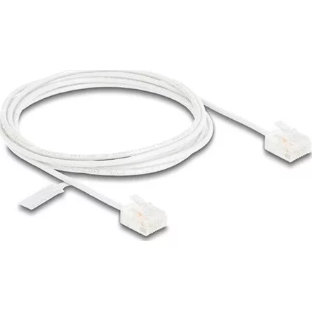 Delock RJ45 hálózati kábel Cat.6 UTP ultravékony 2 m fehér rövid csatlakoztatókkal