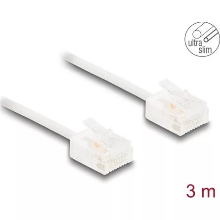 Delock RJ45 hálózati kábel Cat.6 UTP ultravékony 3 m fehér rövid csatlakoztatókkal