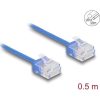 Delock RJ45 hálózati kábel Cat.6 UTP ultravékony 0,5 m kék rövid csatlakoztatókkal
