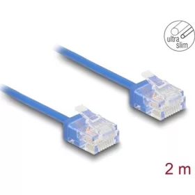   Delock RJ45 hálózati kábel Cat.6 UTP ultravékony 2 m kék rövid csatlakoztatókkal