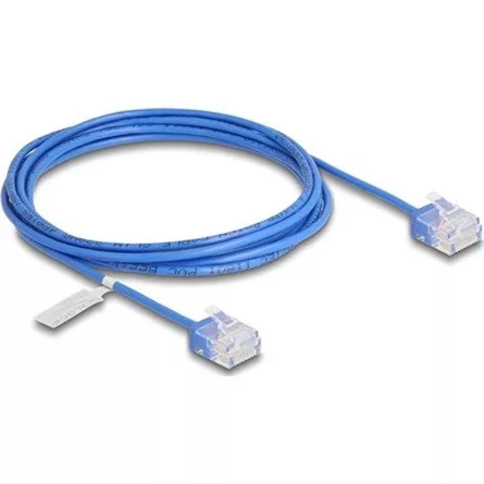 Delock RJ45 hálózati kábel Cat.6 UTP ultravékony 2 m kék rövid csatlakoztatókkal