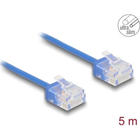 Delock RJ45 hálózati kábel Cat.6 UTP ultravékony 5 m kék rövid csatlakoztatókkal