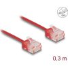 Delock RJ45 hálózati kábel Cat.6 UTP ultravékony 0,3 m piros rövid csatlakoztatókkal