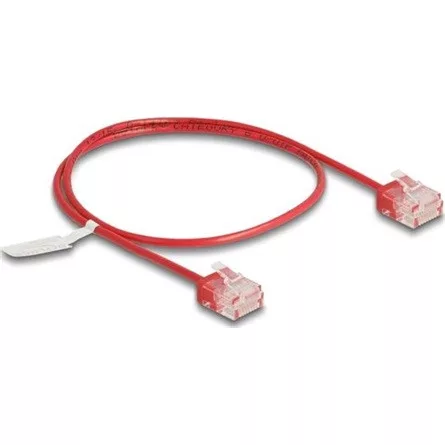 Delock RJ45 hálózati kábel Cat.6 UTP ultravékony 0,5 m piros rövid csatlakoztatókkal