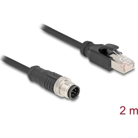 Delock Kábel M12 A kódolt 8 tűs apa - RJ45 apa PVC 2 m