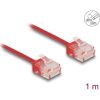 Delock RJ45 hálózati kábel Cat.6 UTP ultravékony 1 m piros rövid csatlakoztatókkal