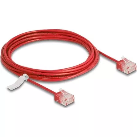 Delock RJ45 hálózati kábel Cat.6 UTP ultravékony 3 m piros rövid csatlakoztatókkal